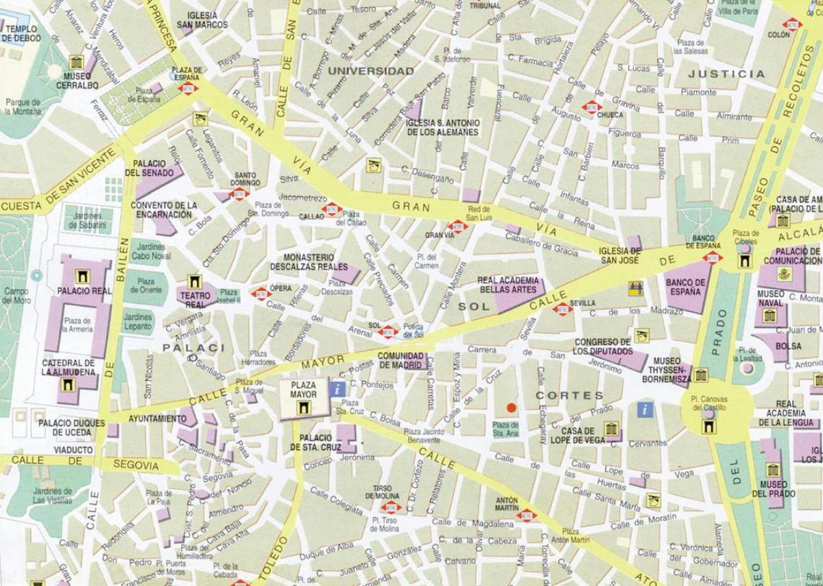 Madrides pilsētas centra karte