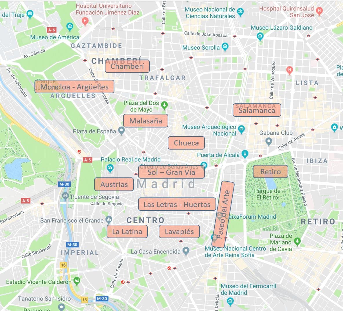 karte Madride Spānija apkārtne