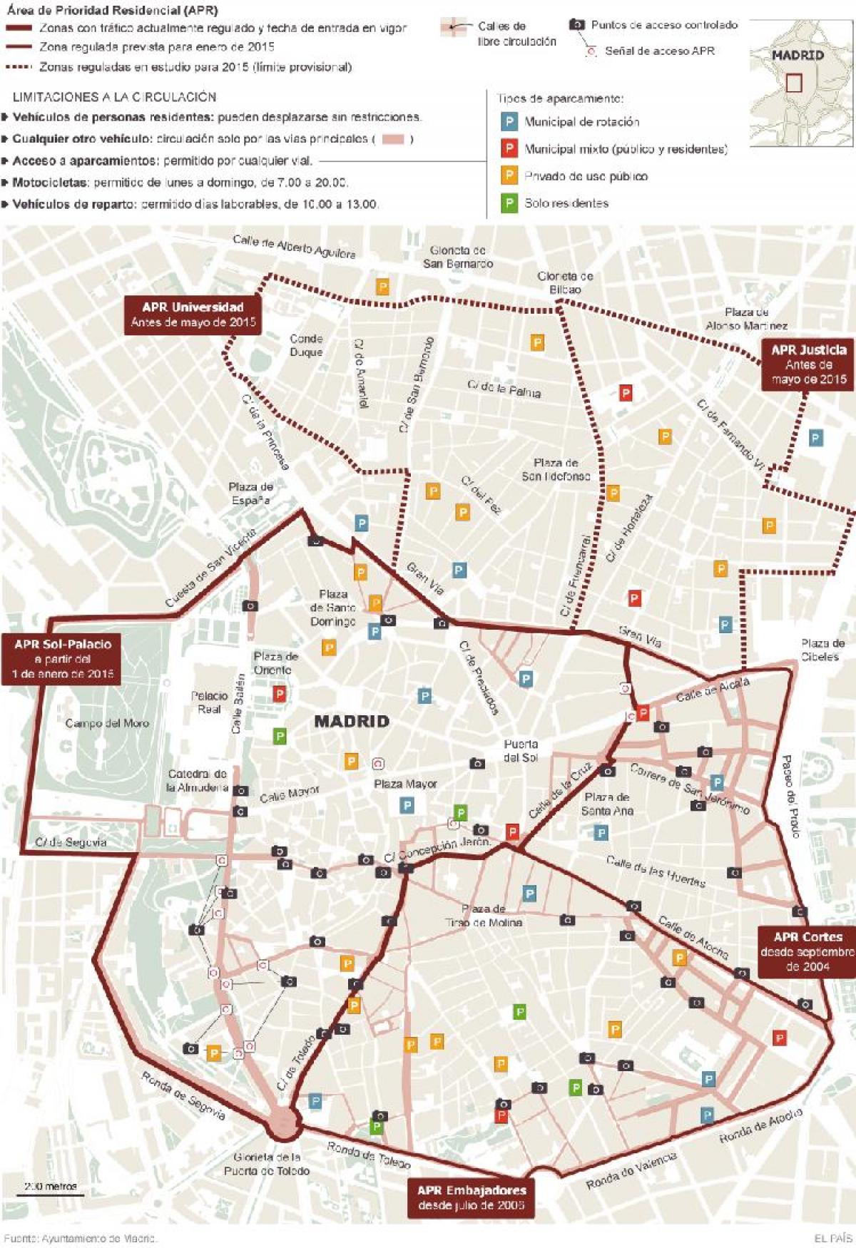 karte Madrides autostāvvieta