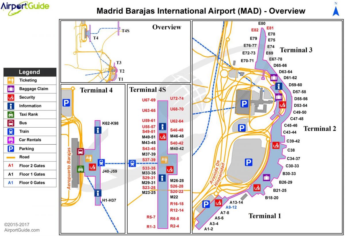 Madrides starptautiskās lidostas karte