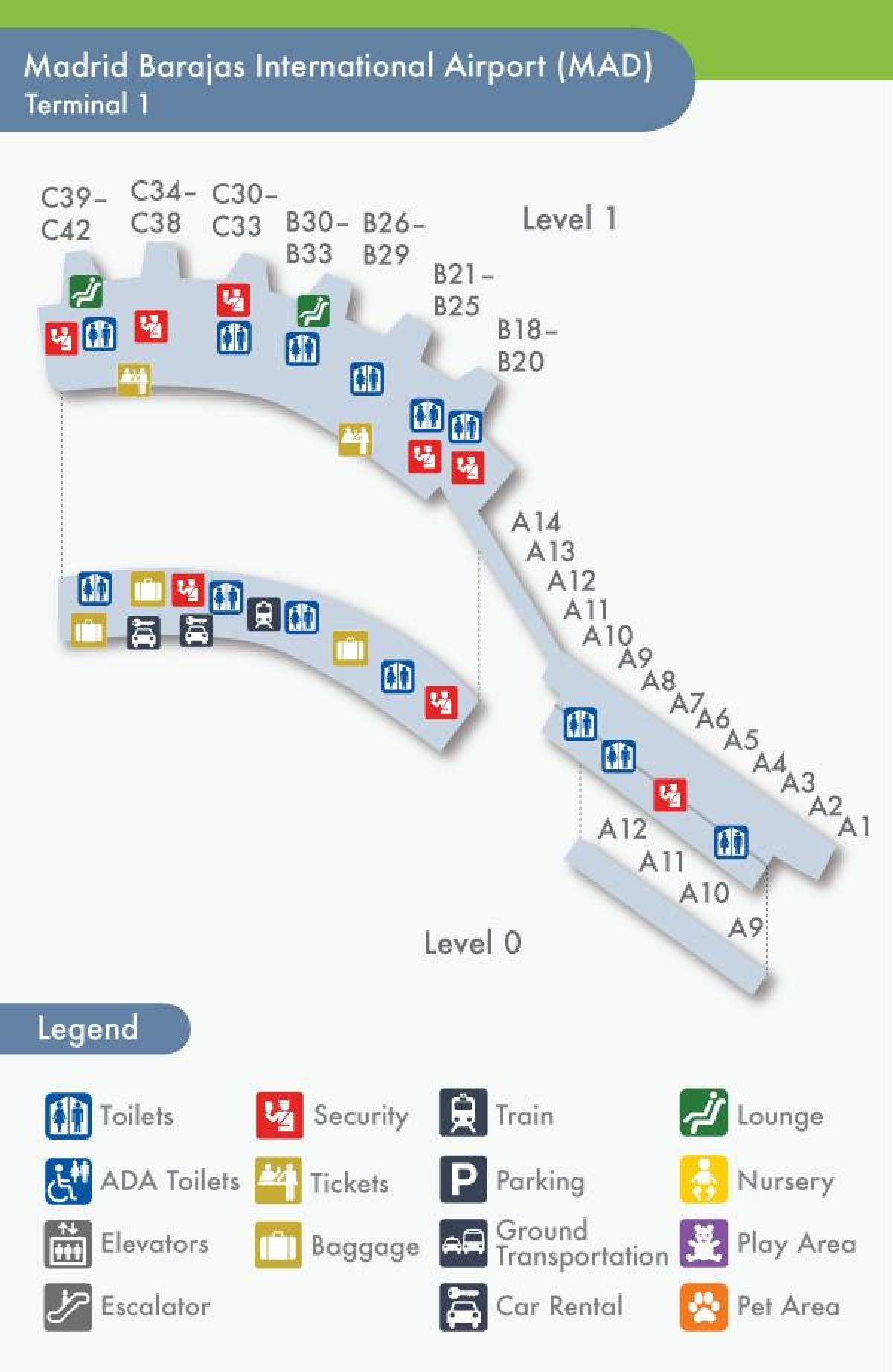 Madrides barajas termināla kartē