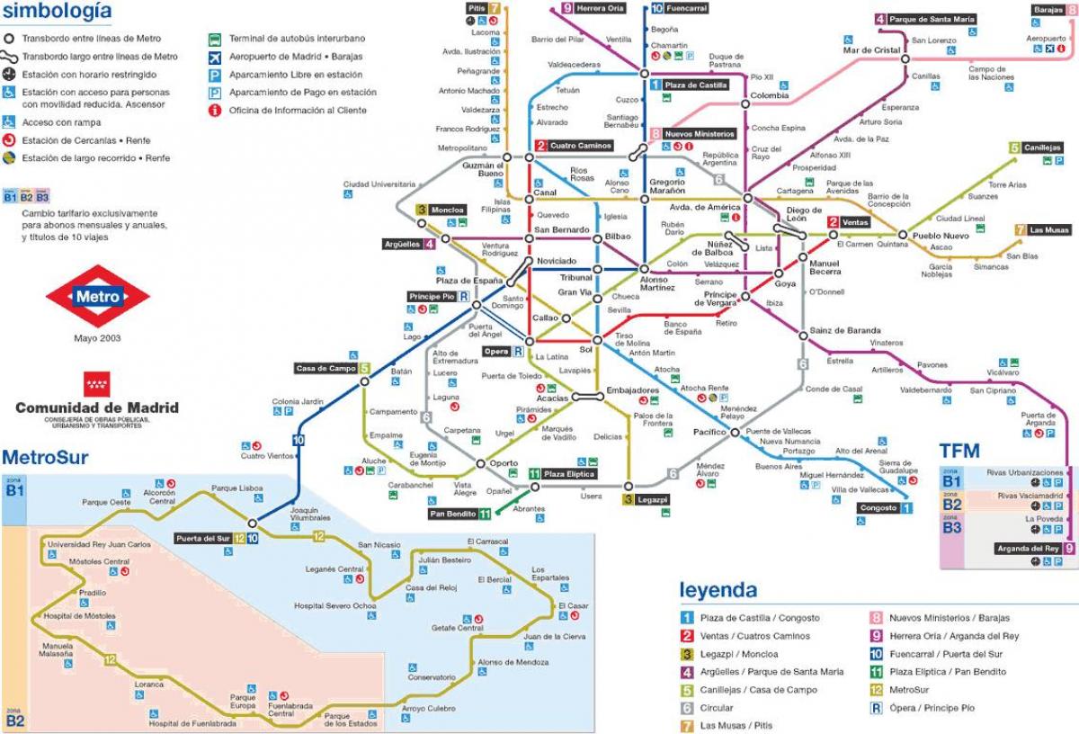 Madrides metro stacija map